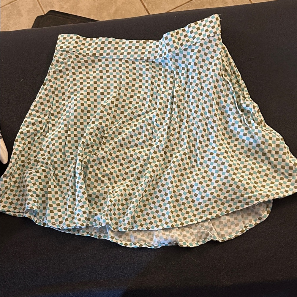 SO Blue and White Checkered Skater Skirt